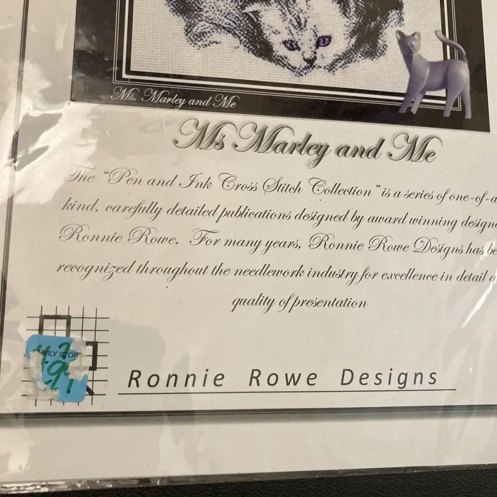 Ronnie Rowe Cross Stitch Cat Designs‎ Ms Marley Pen & Ink NEW Pattern Sealed